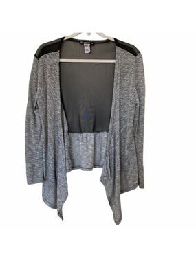 Hot Ginger Lightweight Cardigan Mesh Panel Detail Gray and Black Size Large
